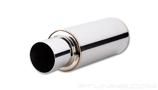 Picture of TPV Round Exhaust Muffler with Round Straight Cut Tip (4" Inlet, 4" Tip, 23" Length, 304 SS, Polished)