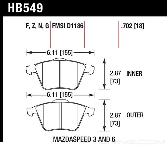 Picture of Motorsports Performance HP Plus Compound Front Brake Pads