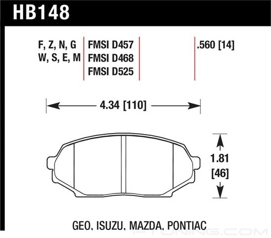 Picture of Motorsports Performance DTC-30 Compound Front Brake Pads