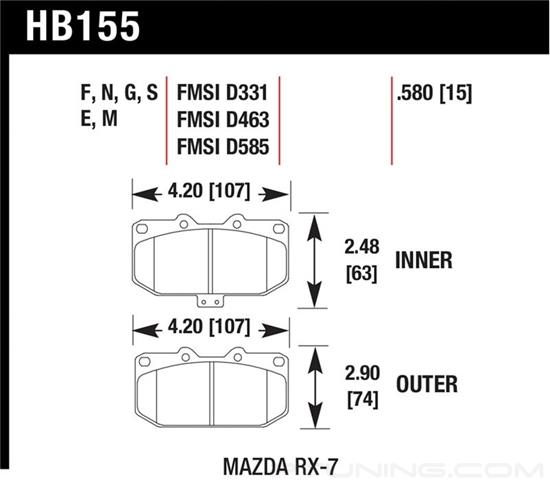 Picture of Motorsports Performance DTC-60 Compound Front Brake Pads