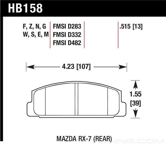 Picture of Motorsports Performance DTC-30 Compound Rear Brake Pads