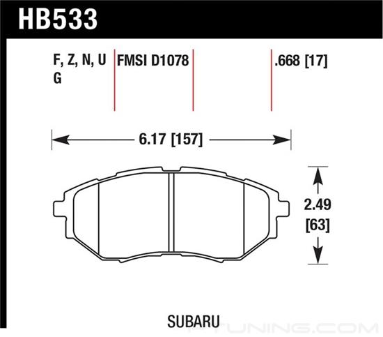 Picture of Motorsports Performance DTC-60 Compound Front Brake Pads
