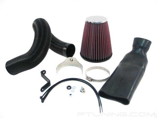 Picture of 57i Series Generation I Flex and Rubber Hose Black Cold Air Intake System with Red Filter and Intake Pipe