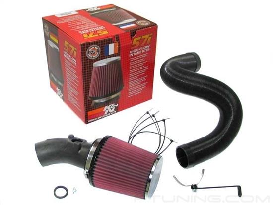 Picture of 57i Series Generation I Flex and Rubber Hose Black Cold Air Intake System with Red Filter and Intake Pipe
