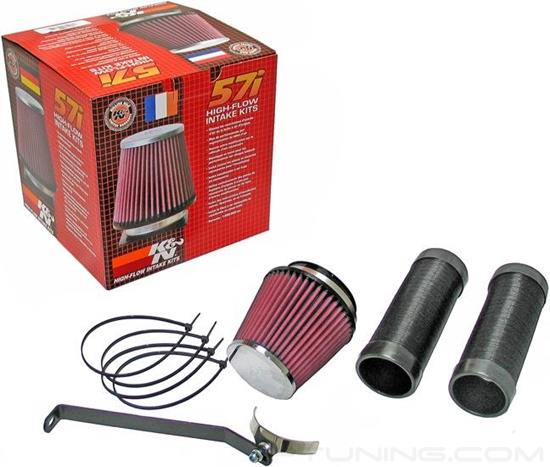 Picture of 57i Series Generation I Flex Hose Black Cold Air Intake System with Red Filter and Intake Pipe