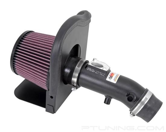 Picture of Typhoon Aluminum Flat Black Cold Air Intake System with Red Filter