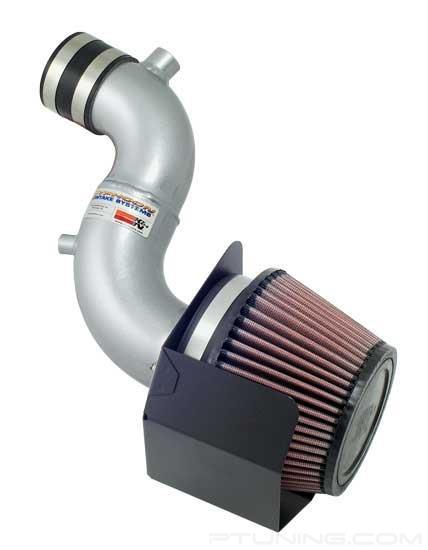 Picture of Typhoon Aluminum Textured Silver Cold Air Intake System with Red Filter