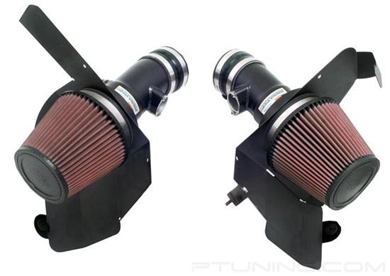 Picture of Typhoon Aluminum Flat Black Cold Air Intake System with Red Filter