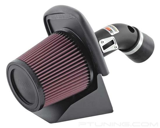 Picture of Typhoon Aluminum Textured Black Cold Air Intake System with Red Filter