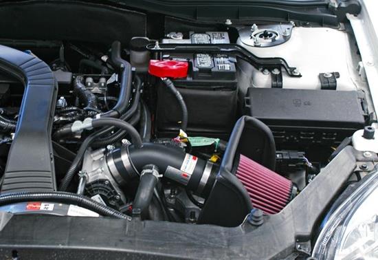 Picture of Typhoon Aluminum Textured Black Cold Air Intake System with Red Filter