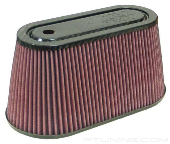 Picture of Oval Tapered Red Air Filter (3.5" F x 12" BOL x 6" BOW x 9.938" TOL x 3.938" TOW x 6" H)