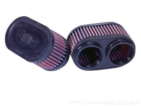 Picture of Powersport Oval Straight Red Air Filter (2.375" F x 6.25" BOL x 3.75" BOW x 6.25" TOL x 3.75" TOW x 3" H)