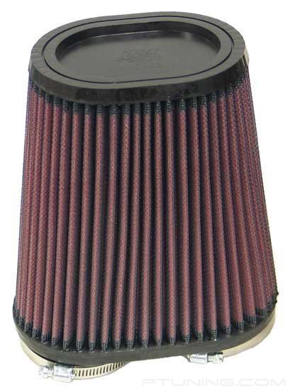 Picture of Dual Flange Oval Tapered Red Air Filter (2.375" F x 6.25" BOL x 3.75" BOW x 4.438" TOL x 3.438" TOW x 6.75" H)