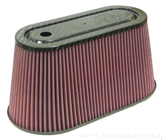 Picture of Oval Tapered Red Air Filter (3.875" F x 12" BOL x 6" BOW x 9.938" TOL x 3.938" TOW x 6" H)