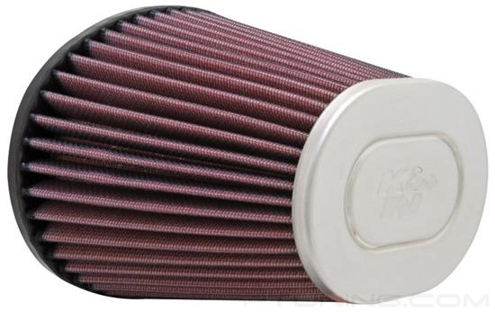 Picture of Oval Tapered Red Air Filter (4.75" FIL x 2.938" FIW x 6.5" BOL x 4.75" BOW x 4.5" TOL x 3.25" TOW x 5.625" H)