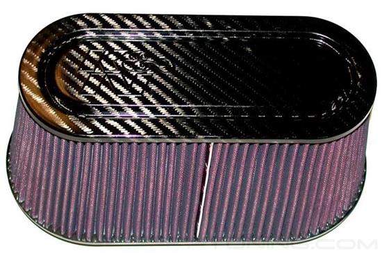 Picture of Oval Tapered Red Air Filter (3.875" F x 12" BOL x 6" BOW x 9.938" TOL x 3.938" TOW x 6" H)