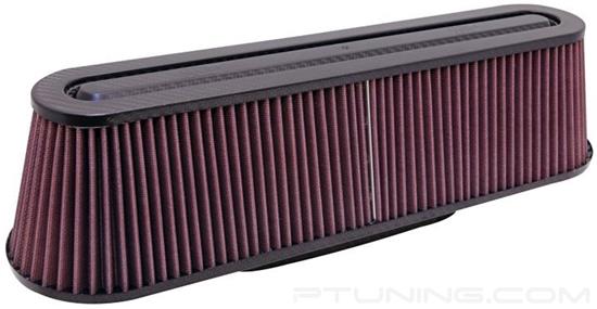 Picture of Oval Tapered Red Air Filter (9" FIL x 3.25" FIW x 18.75" BOL x 5" BOW x 16.75" TOL x 3" TOW x 4.625" H)