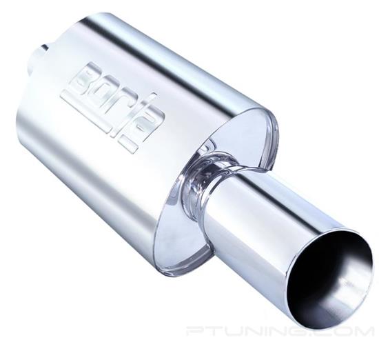 Picture of Boomer Series Stainless Steel Oval Thumper Race Exhaust Muffler (2.25" Center ID, 4" Center OD, 14" Length)