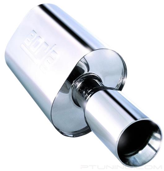 Picture of Boomer Series Stainless Steel Oval Blow Torch Race Exhaust Muffler (2.25" Center ID, 4" Center OD, 14" Length)