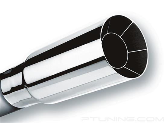 Picture of Stainless Steel Round Intercooled Straight Cut Clamp-On Polished Exhaust Tip (2" Inlet, 2.5" Outlet, 6" Length)