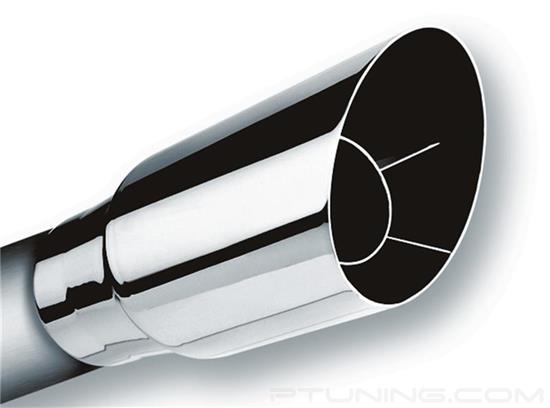 Picture of Stainless Steel Round Intercooled Angle Cut Clamp-On Polished Exhaust Tip (3" Inlet, 3.5" Outlet, 9" Length)