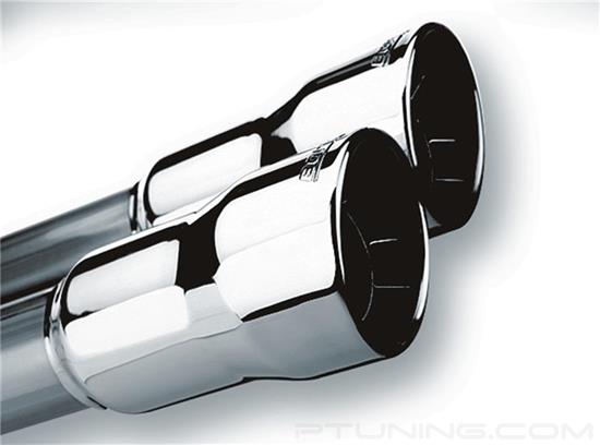 Picture of Stainless Steel Round Intercooled Rolled Edge Angle Cut Weld-On Dual Polished Exhaust Tip (2" Inlet, 3" Outlet, 12.63" Length)