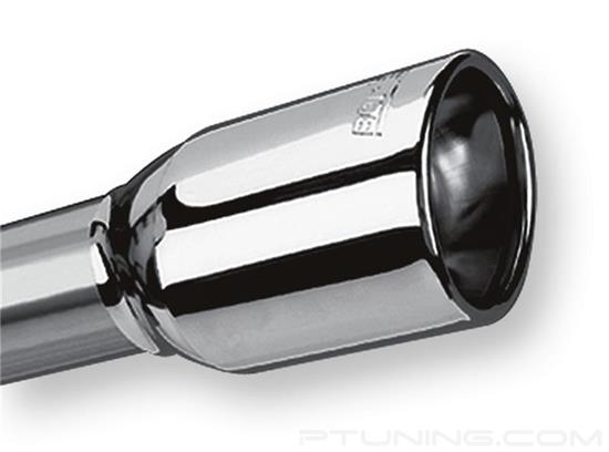Picture of Stainless Steel Oval Rolled Edge Angle Cut Clamp-On Polished Exhaust Tip (2.25" Inlet, 4" Length)