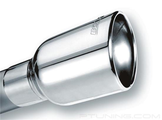 Picture of Stainless Steel Oval Rolled Edge Angle Cut Clamp-On Polished Exhaust Tip (2.5" Inlet, 7" Length)