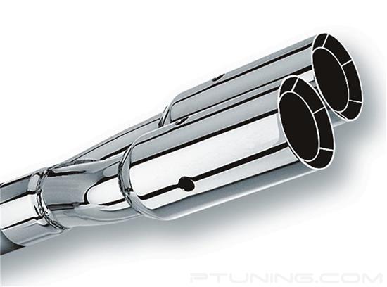Picture of Stainless Steel Round Intercooled Straight Cut Clamp-On Dual Polished Exhaust Tip (2.5" Inlet, 3" Outlet, 14" Length)