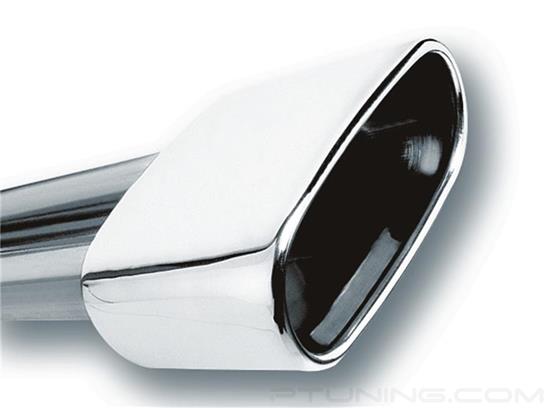 Picture of Stainless Steel Rectangular Rolled Edge Angle Cut Weld-On Polished Exhaust Tip (2.5" Inlet, 5.63" Length)