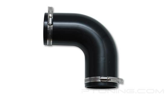 Picture of Silicone 90 Degree Coupler with Worm Gear Clamps, Non-Reinforced, 3.5" ID, 2.5" Leg Length - Black