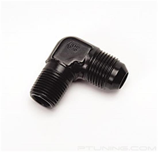 Picture of 6AN to 1/4" NPT 90 Degree Flare to Pipe Adapter - Black