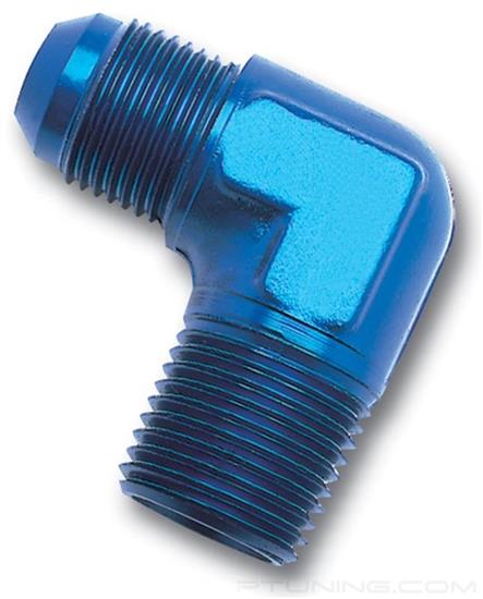 Picture of 6AN to 3/8" NPT 90 Degree Flare to Pipe Adapter - Blue