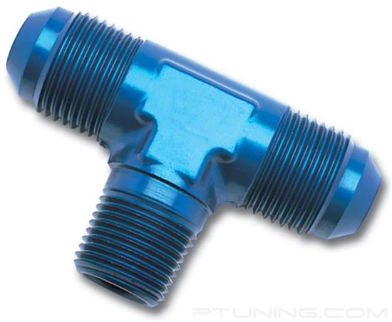 Picture of 6AN to 1/4" NPT Flare to Pipe Tee Fitting - Blue