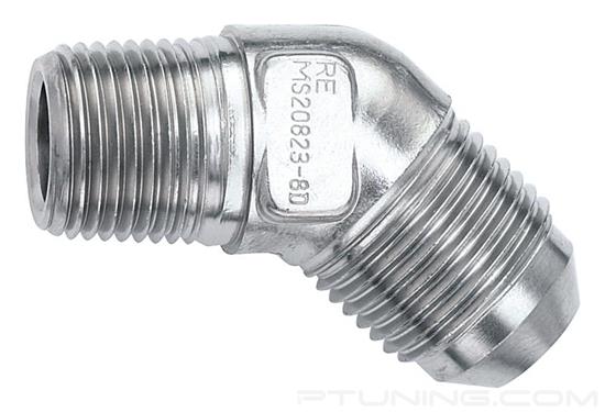 Picture of 3AN Male 45 Degree to 1/8" NPT Pipe Stainless Steel Adapter Fitting - Zinc Plated