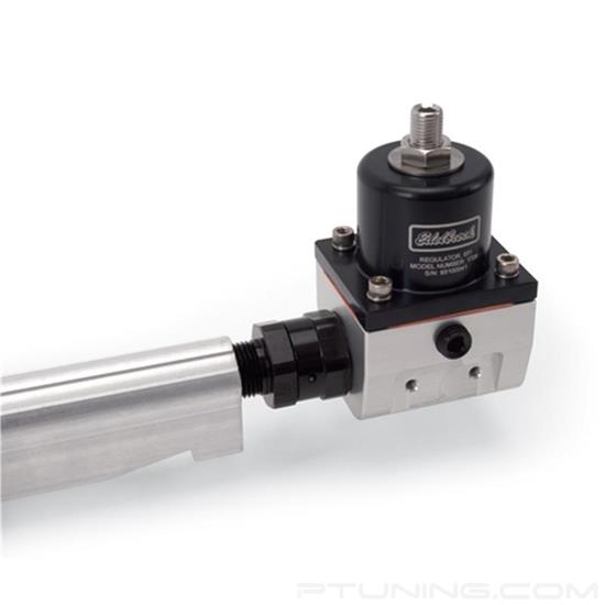 Picture of 3/8" NPT Swivel to 10AN ORB Radius Inlet Port Regulator to Fuel Rail Adapter - Black
