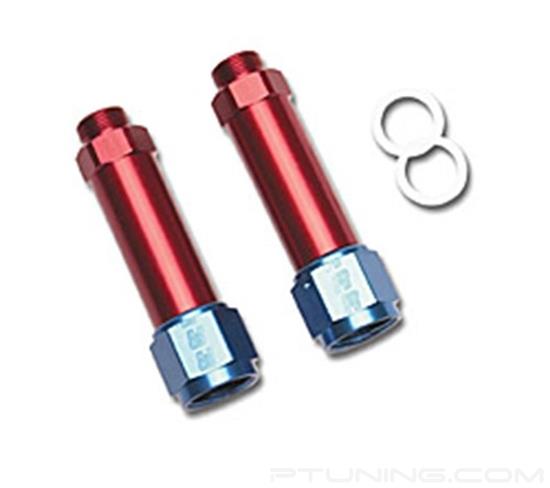 Picture of 8AN Female to 9/16"-24 SAE Carburetor Adapter Fitting - Red/Blue (Pack of 2)