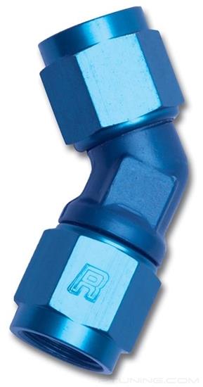 Picture of 3AN Female 45 Degree to AN Female Low Profile Swivel Fitting - Blue