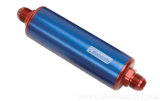 Picture of ProFilter Fuel Filter (8-1/4" Length, Nylon Element, 10AN to 8AN Male Inlet/Outlet) - Red/Blue