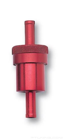 Picture of Street Fuel Filter (3" Length, 1-1/8" Diameter, 3/8" Inlet/Outlet) - Red