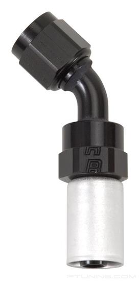 Picture of ProClassic 4AN 45 Degree Crimp Hose End (0.450" OD) - Black/Silver