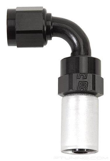Picture of ProClassic 4AN 90 Degree Crimp Hose End (0.450" OD) - Black/Silver