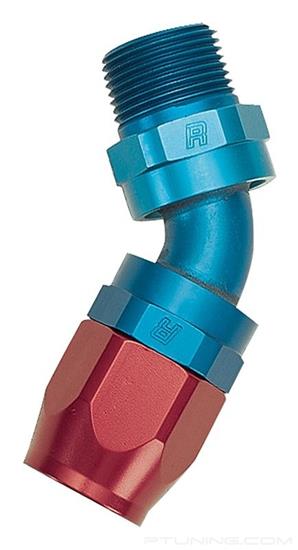 Picture of Full Flow 12AN 45 Degree to 3/4" NPT Male Swivel Hose End - Red/Blue