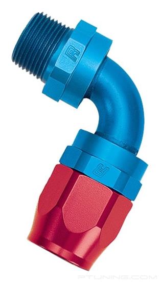 Picture of Full Flow 6AN 90 Degree to 1/4" NPT Male Swivel Hose End - Red/Blue