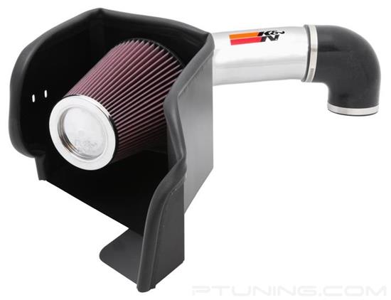 Picture of 77 Series High-Flow Performance Aluminum Polished Cold Air Intake System with Red Filter