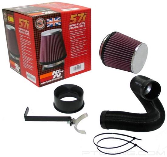 Picture of 57i Series Generation II Flex Hose Black Cold Air Intake System with Red Filter and Intake Pipe