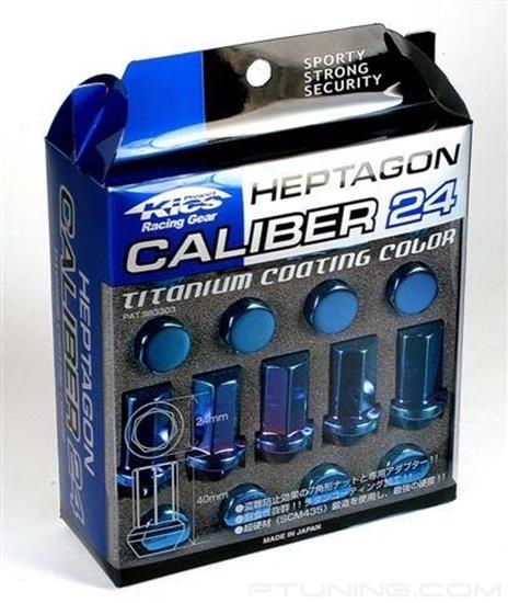 Picture of Heptagon Caliber Titanium Blue Cone Seat Lug Nuts