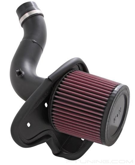 Picture of Typhoon Aluminum Textured Black Cold Air Intake System with Red Filter