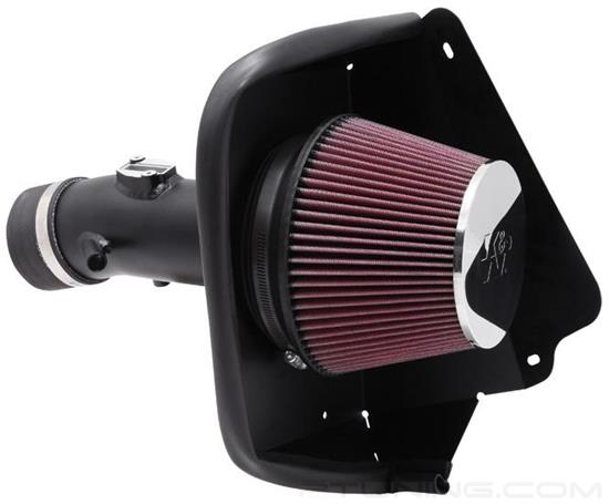 Picture of Typhoon Aluminum Textured Black Cold Air Intake System with Red Filter