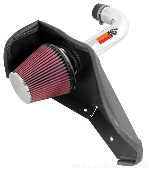 Picture of 77 Series High-Flow Performance Aluminum Polished Cold Air Intake System with Red Filter